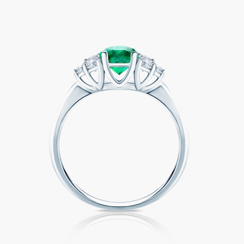 Pierścionek zaręczynowy Fairytale: białe złoto, szmaragd